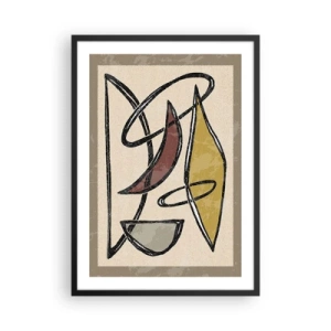 Affisch i svart ram - Geometrisk abstraktion i nyanser av beige och brunt - 50x70cm - Vertikaler och nivåer - Modern väggdekoration för vardagsrum och sovrum ARTTOR