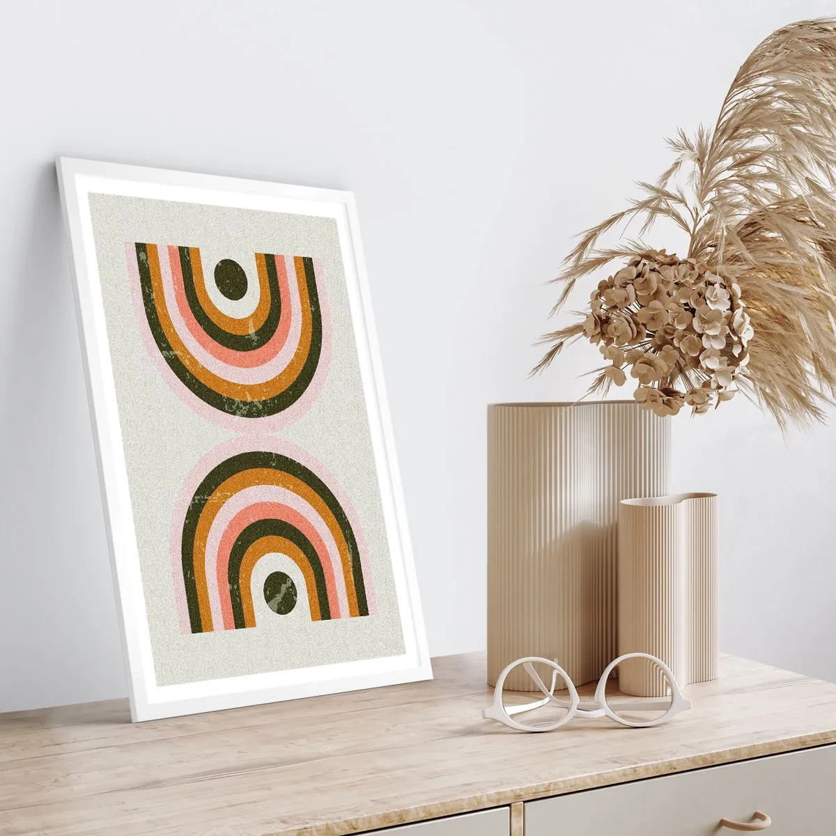 Affisch i vit ram - Tvillingabstraktion - 70x100 cm