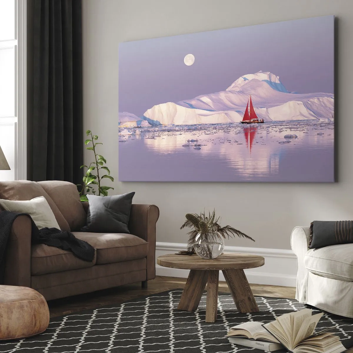 Canvastavla - Bild på duk - Seglens glöd, isens kyla - 70x50 cm