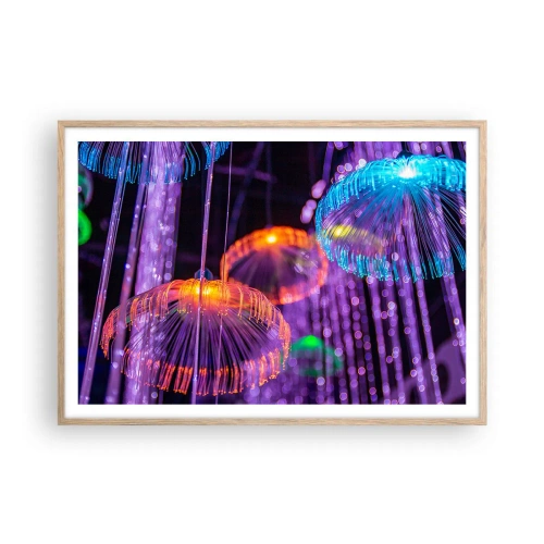 Affisch i ram av ljusek - Lysande fontän - 100x70 cm