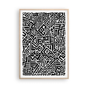 Affisch i ram av ljusek - Prekolumbisk komposition - 70x100 cm