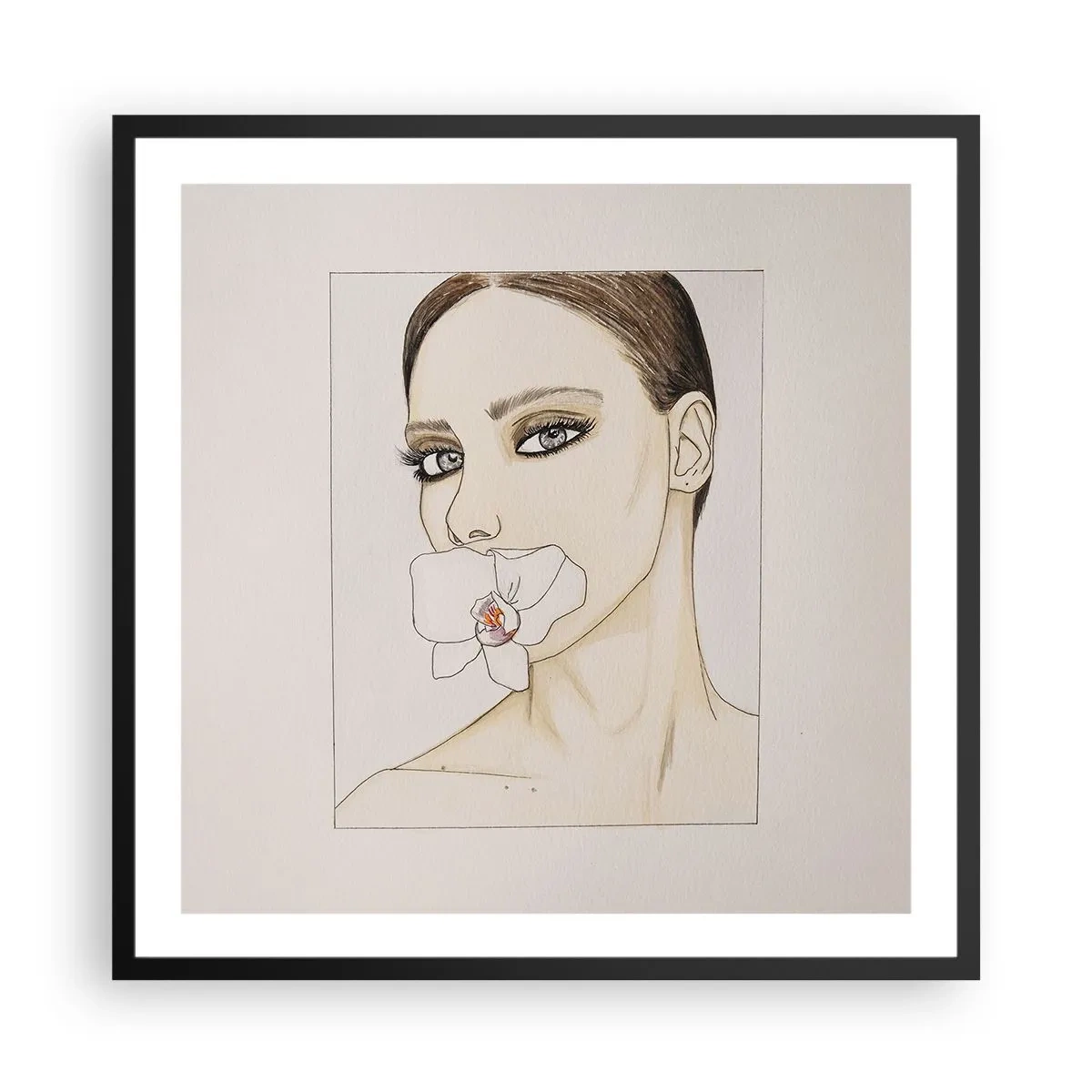 Affisch i svart ram - Elegansens och skönhetens symbol - 60x60 cm