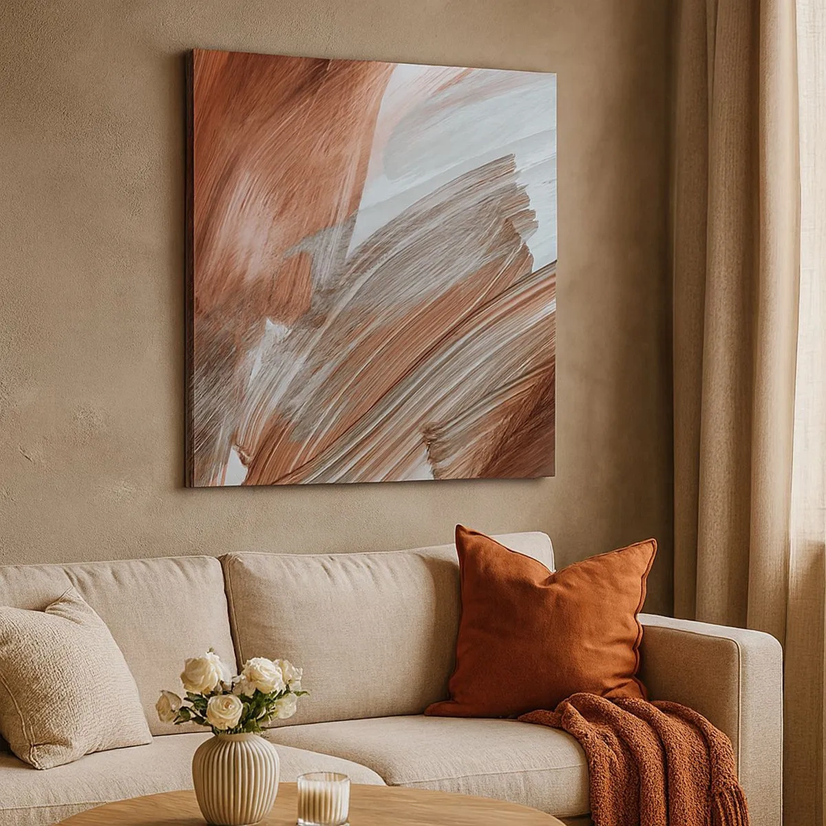 Canvastavla - Bild på duk - Höst- och blåsig abstraktion - 30x30 cm