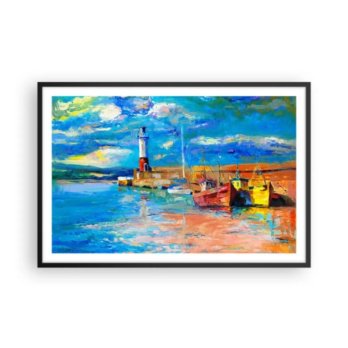 Affisch i svart ram - Eftermiddag i regnbågsviken - 91x61 cm