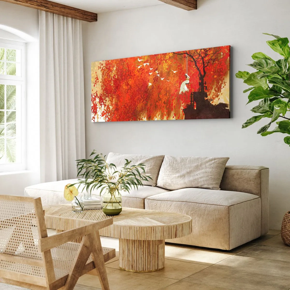 Canvastavla - Bild på duk - Flyger hon med oss? - 140x50 cm