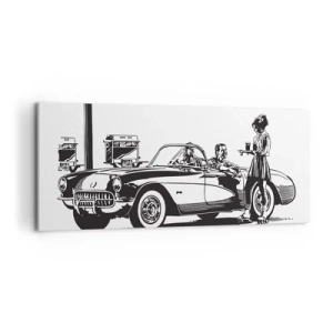 Canvastavla - Bild på duk - 60. - sorglöst Amerika - 100x40 cm