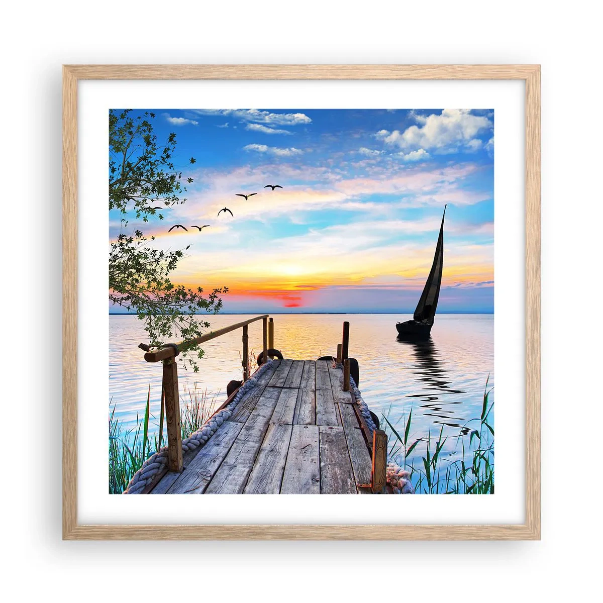 Affisch i ram av ljusek - God kväll - 50x50 cm