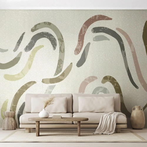 Fototapet Premium Sand - Abstraktionens glada dans - Pastell, Minimalistisk, Ljus - 250x175 cm