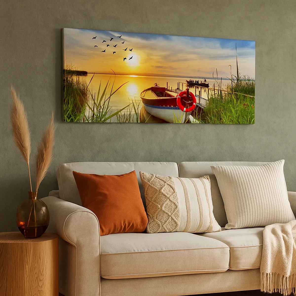 Canvastavla - Bild på duk - Storskarvarna drar iväg - 30x30 cm