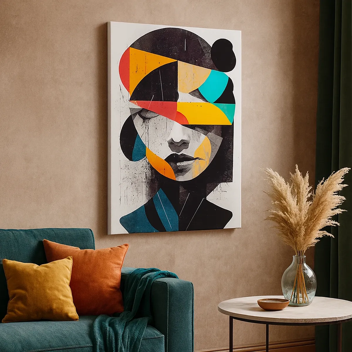 Canvastavla - Bild på duk - Flerfärgad inre porträtt - 50x70 cm