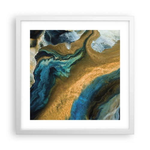 Affisch i vit ram - Blå – gul – ömsesidiga influenser - 40x40 cm