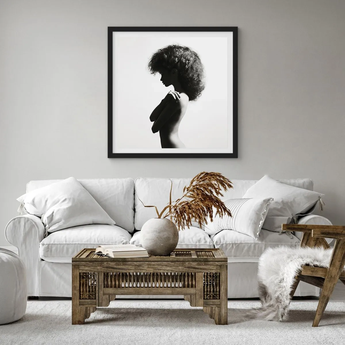 Affisch i svart ram - Som en blomma på en slank stjälk - 60x60 cm