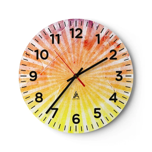Väggklocka - Klocka på glas - Solupp- och nedgångar - 30x30 cm