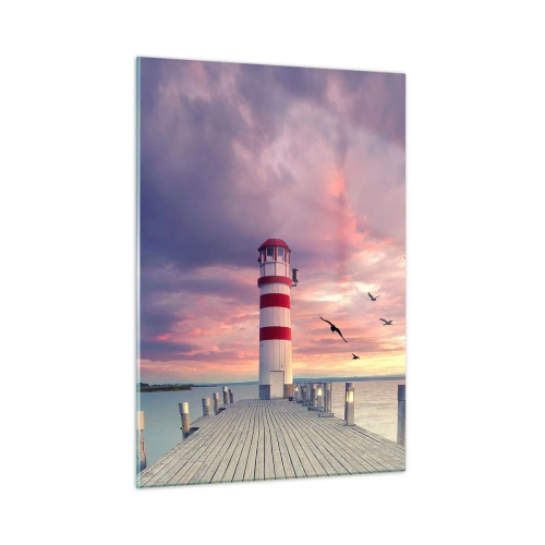 Glastavla - Bild på glas - Dags att bege sig till hamnen - 50x70 cm