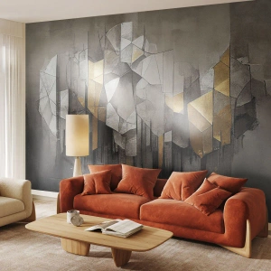 Fototapet Premium Sand - Komposition av is och ljus - Abstraktion, Bit, Art déco - 100x70 cm
