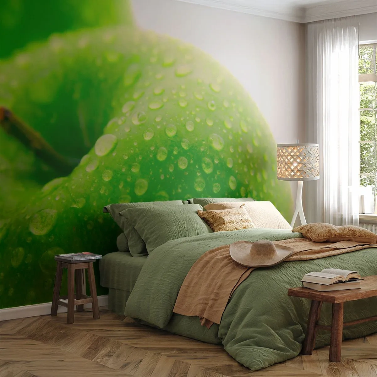 Fototapet Standard Eco - Kylig grön fräschhet - Frukt, Äpple, Gastronomi - 200x140 cm