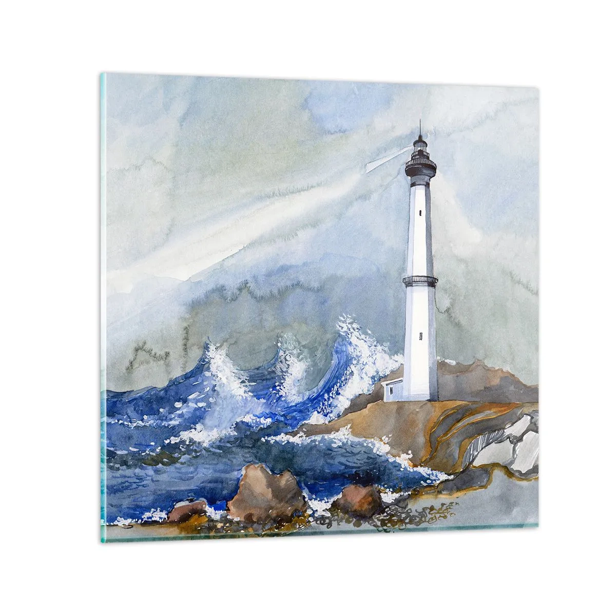 Glastavla - Bild på glas - Mot mörkret och stormen - 60x60 cm