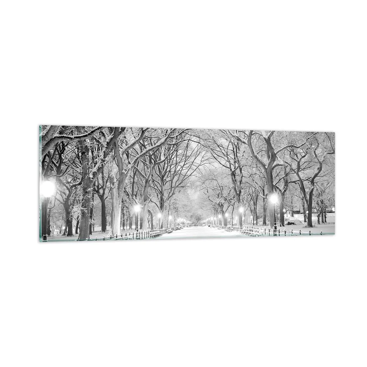 Glastavla - Bild på glas - De fyra årstiderna - vinter - 90x30 cm