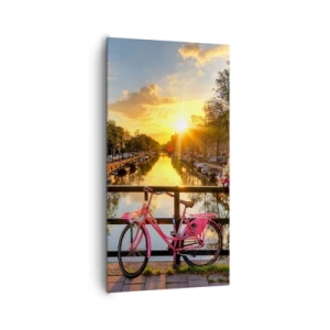 Canvastavla - Bild på duk - Vårmorgon i Amsterdam - 65x120 cm