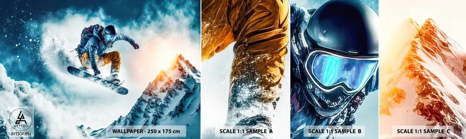 Fototapet Prov Standard Eco - Extrema känslor - Åka snowboard, Sport, Vinter - 100x30 cm