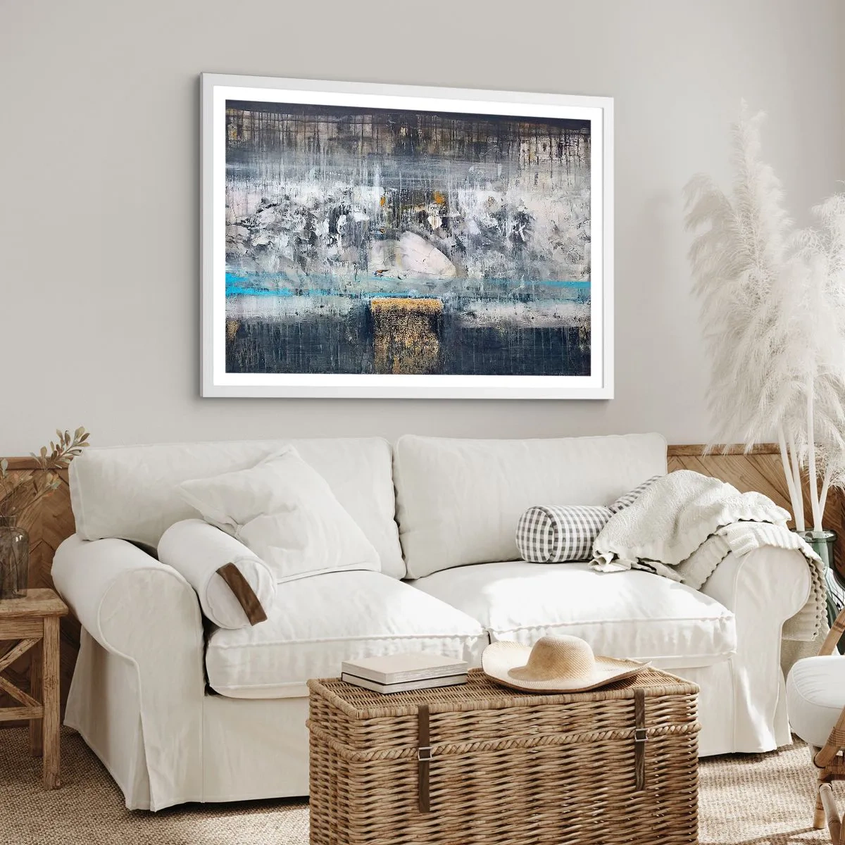 Affisch i vit ram - På is och klumpar - 100x70 cm
