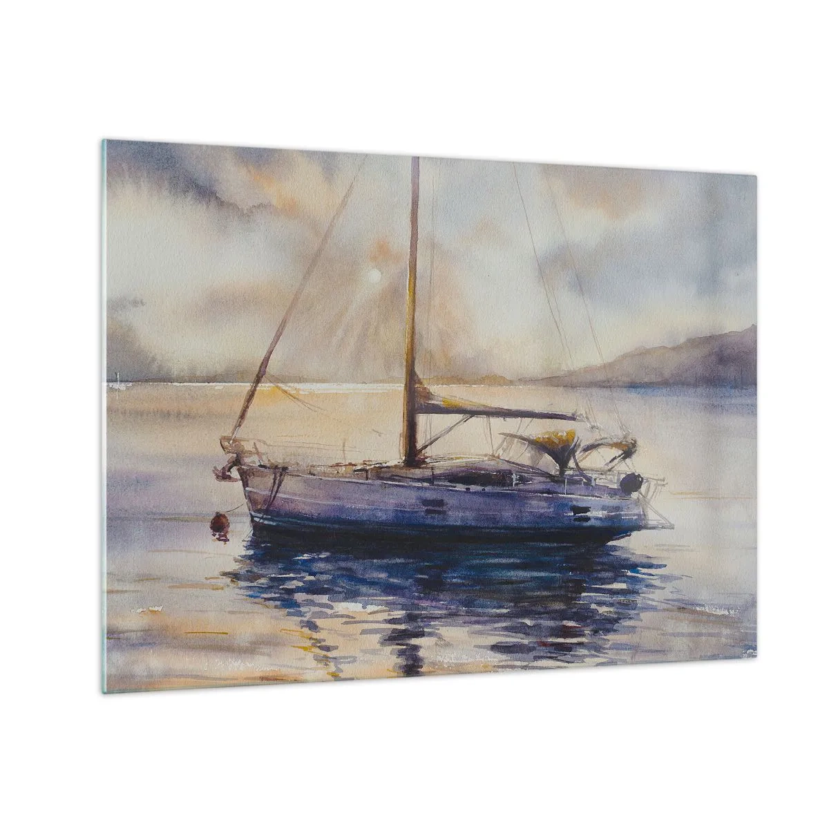 Glastavla - Bild på glas - Kväll i viken - 70x50 cm