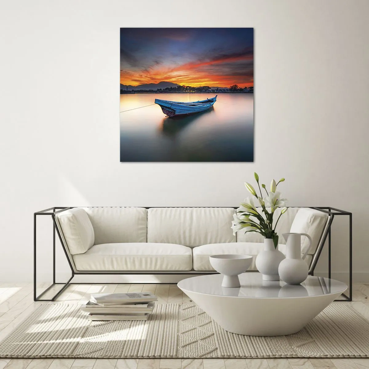 Glastavla - Bild på glas - Det kommer en god natt - 70x70 cm