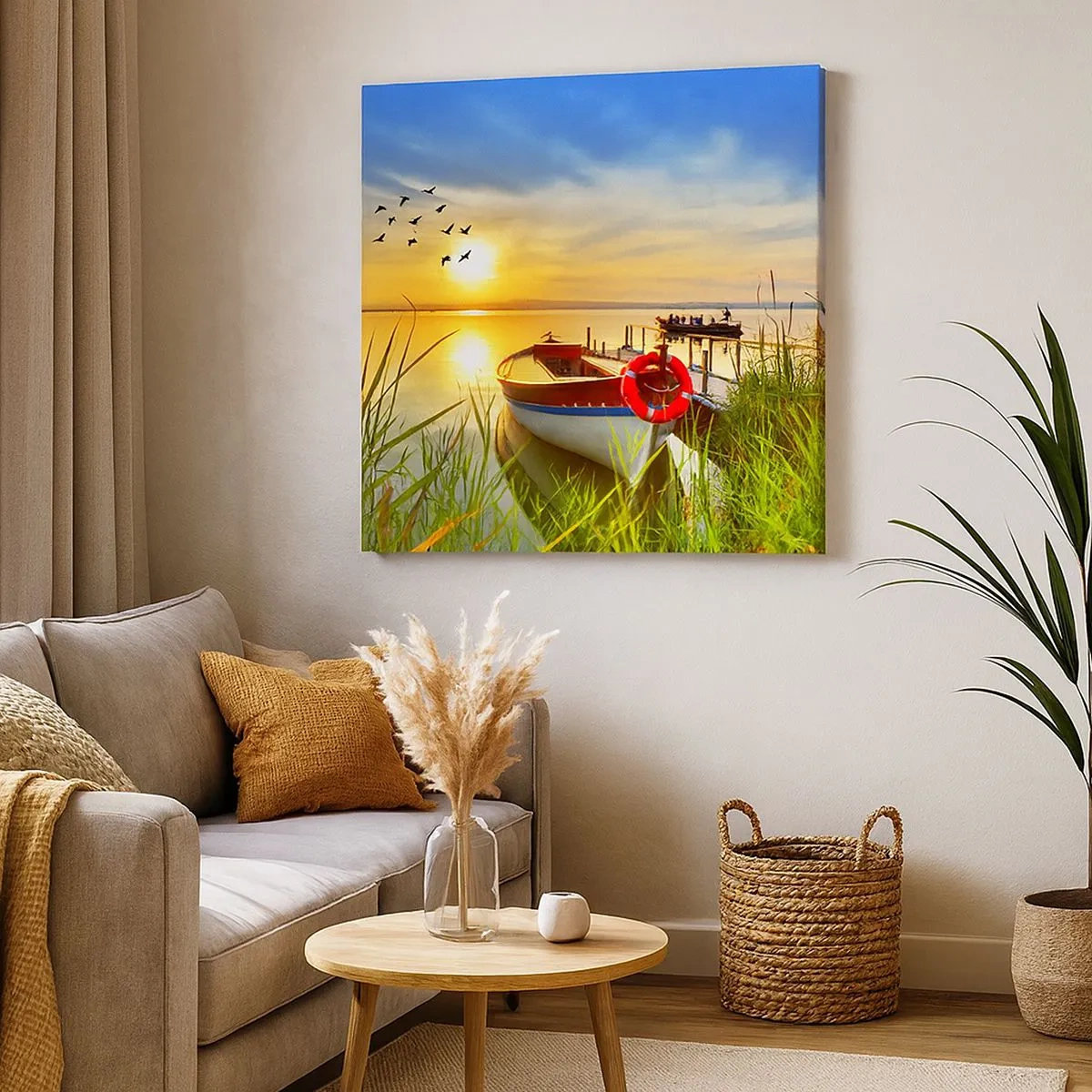 Canvastavla - Bild på duk - Storskarvarna drar iväg - 30x30 cm