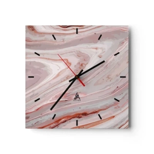 Väggklocka - Klocka på glas - Flytande rosa - 30x30 cm