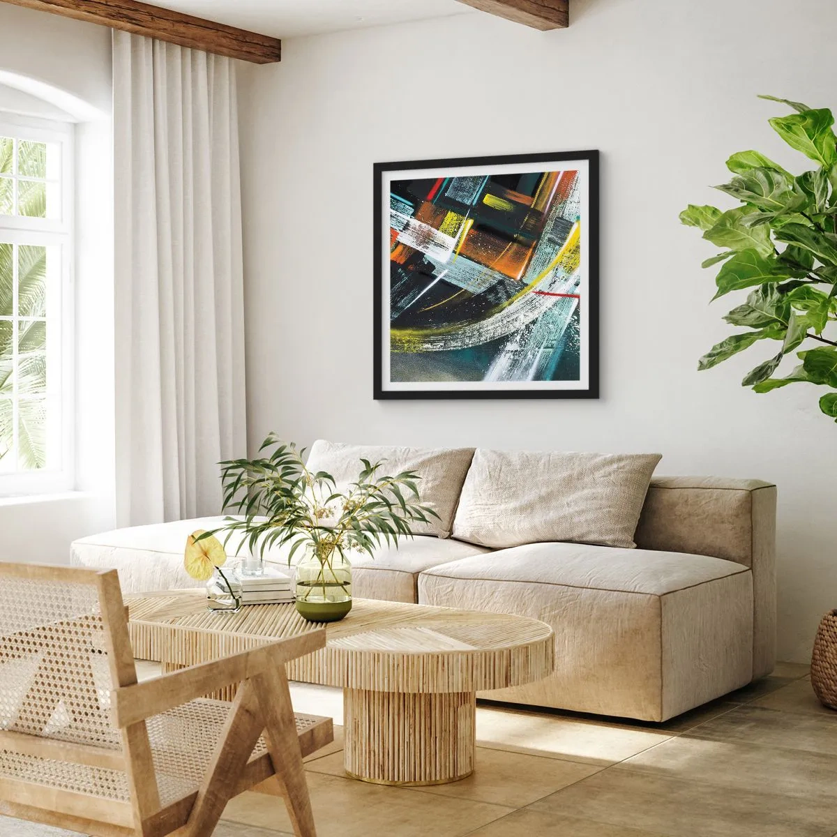 Affisch i svart ram - Rörelsens energi - 60x60 cm