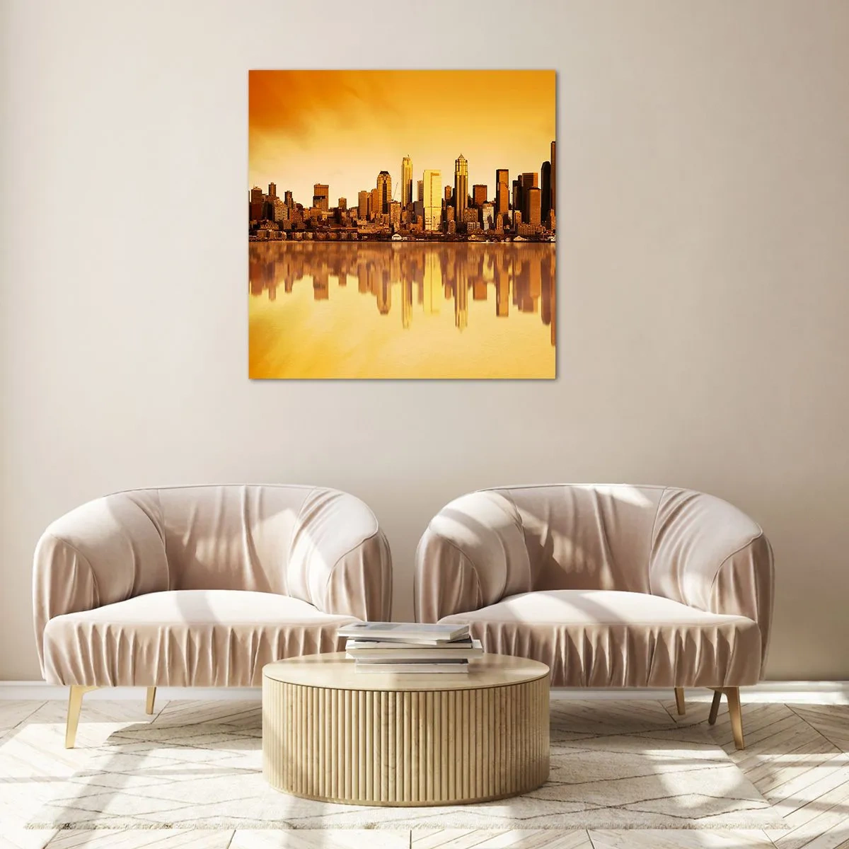 Glastavla - Bild på glas - Metropolens tystnad - 70x70 cm