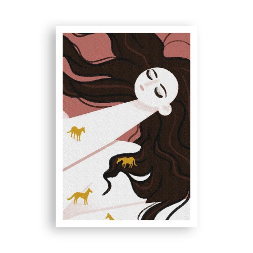 Affisch - Dröm om en gyllene häst - 70x100 cm