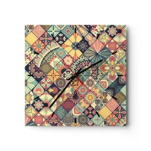 Väggklocka - Klocka på glas - Marockansk stämning - 30x30 cm