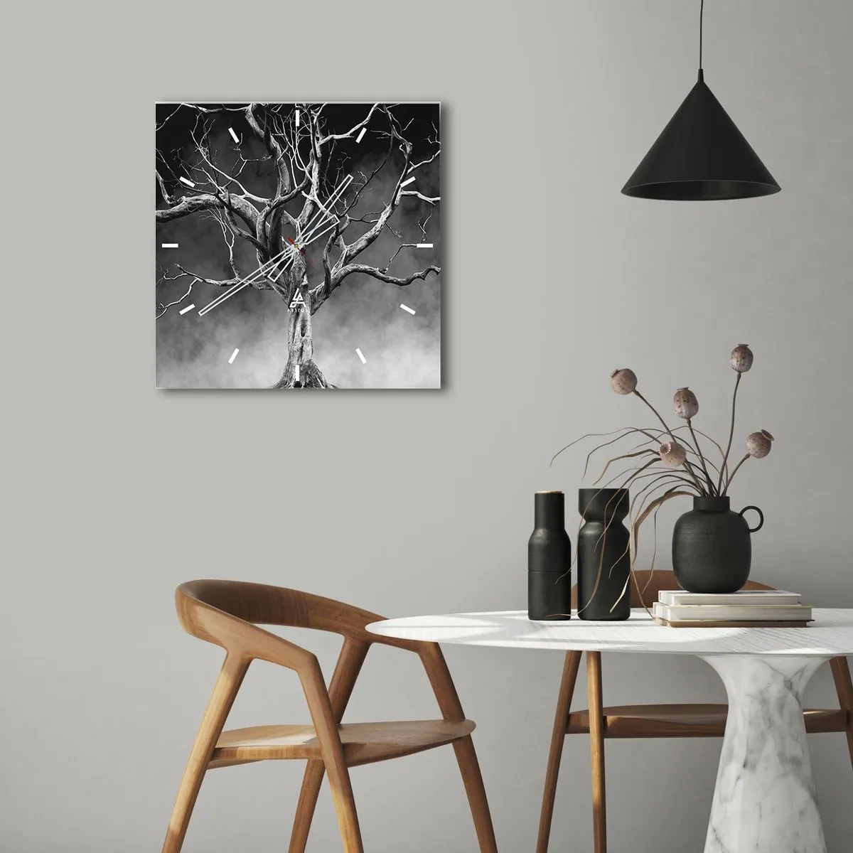Väggklocka - Klocka på glas - Ursprungligt och heligt - 40x40 cm