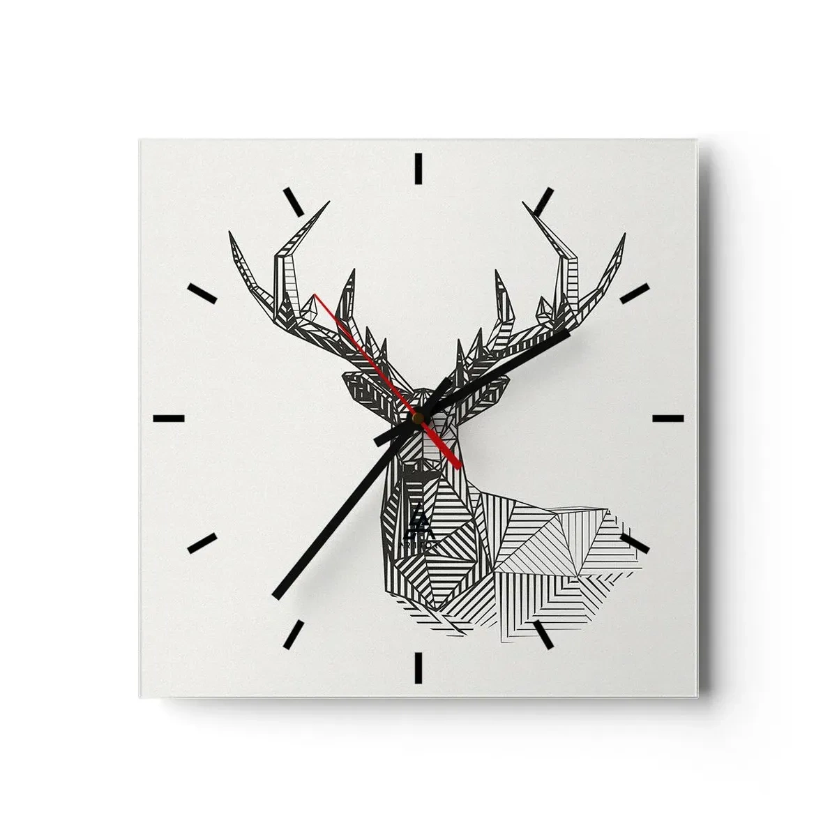 Väggklocka - Klocka på glas - Hjort i kubistisk stil - 30x30 cm