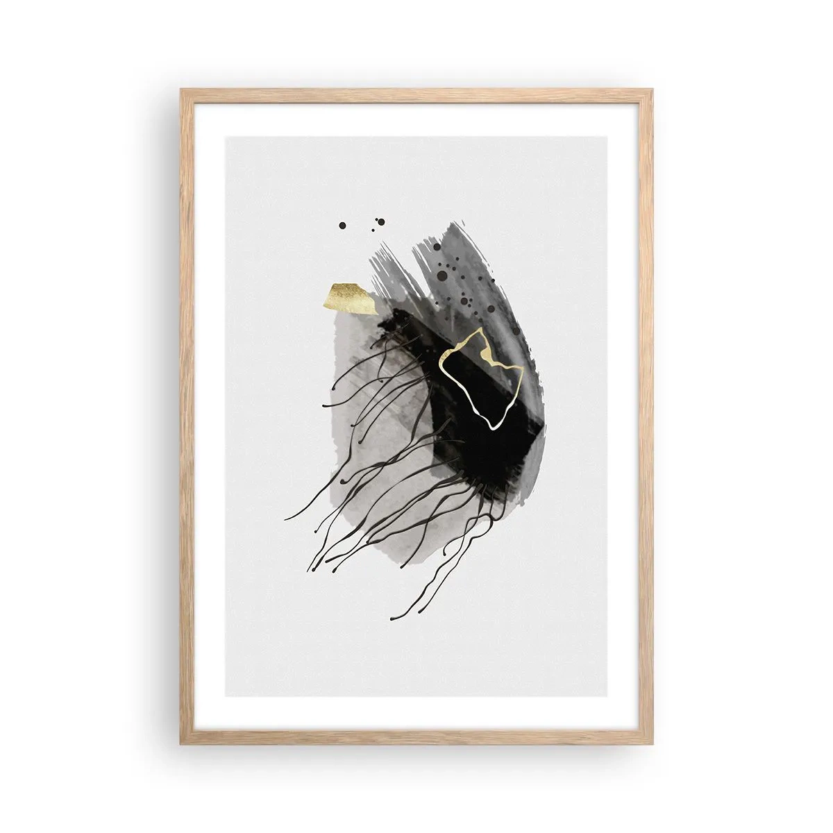 Affisch i ram av ljusek - I svart och guld - 50x70 cm