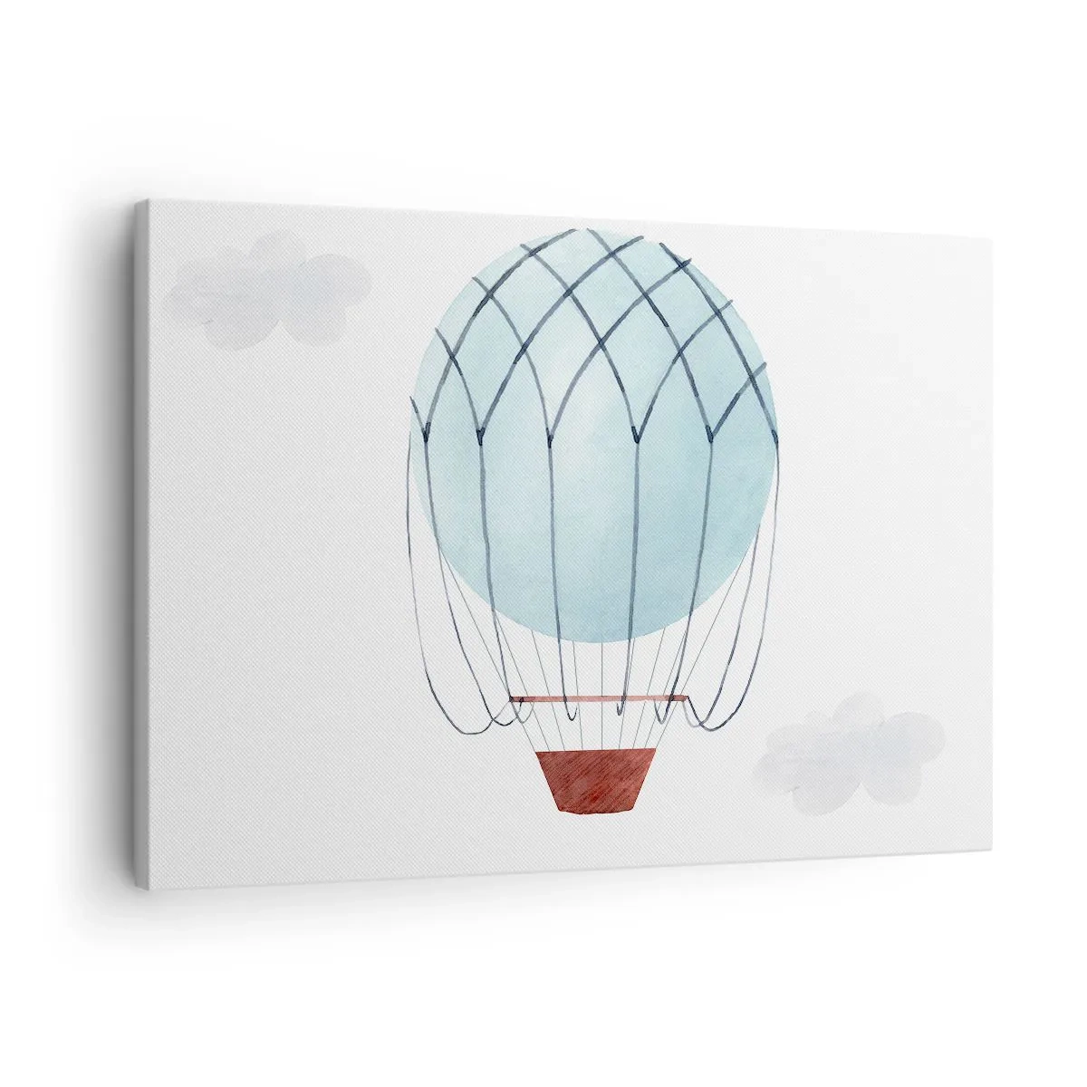 Canvastavla - Bild på duk - En handmålad ballong mot en bakgrund av fina moln. - 70x50cm - Hel i molnen - Modern väggdekoration för vardagsrum och sovrum ARTTOR
