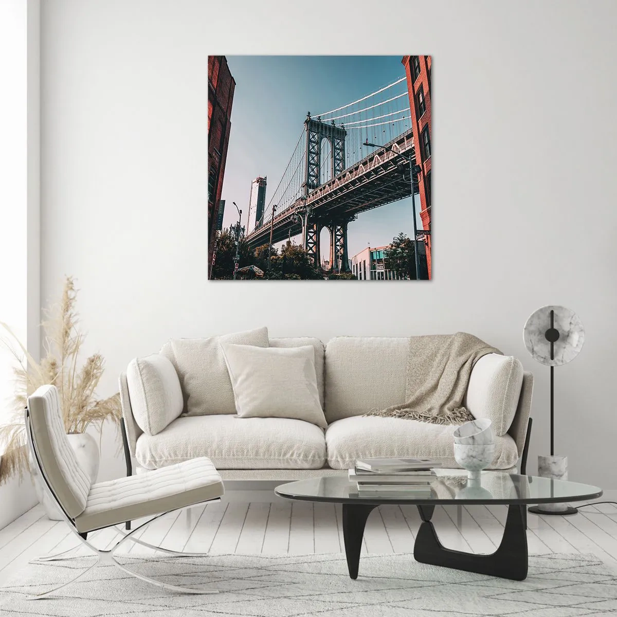 Glastavla - Bild på glas - Över stadens vågor - 70x70 cm