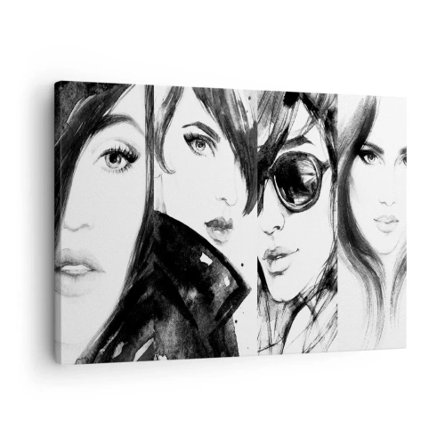 Canvastavla - Bild på duk - Snygga kvinnoporträtt i monokromatiska toner - 70x50cm - Mångfaldigad skönhet - Modern väggdekoration för vardagsrum och sovrum ARTTOR