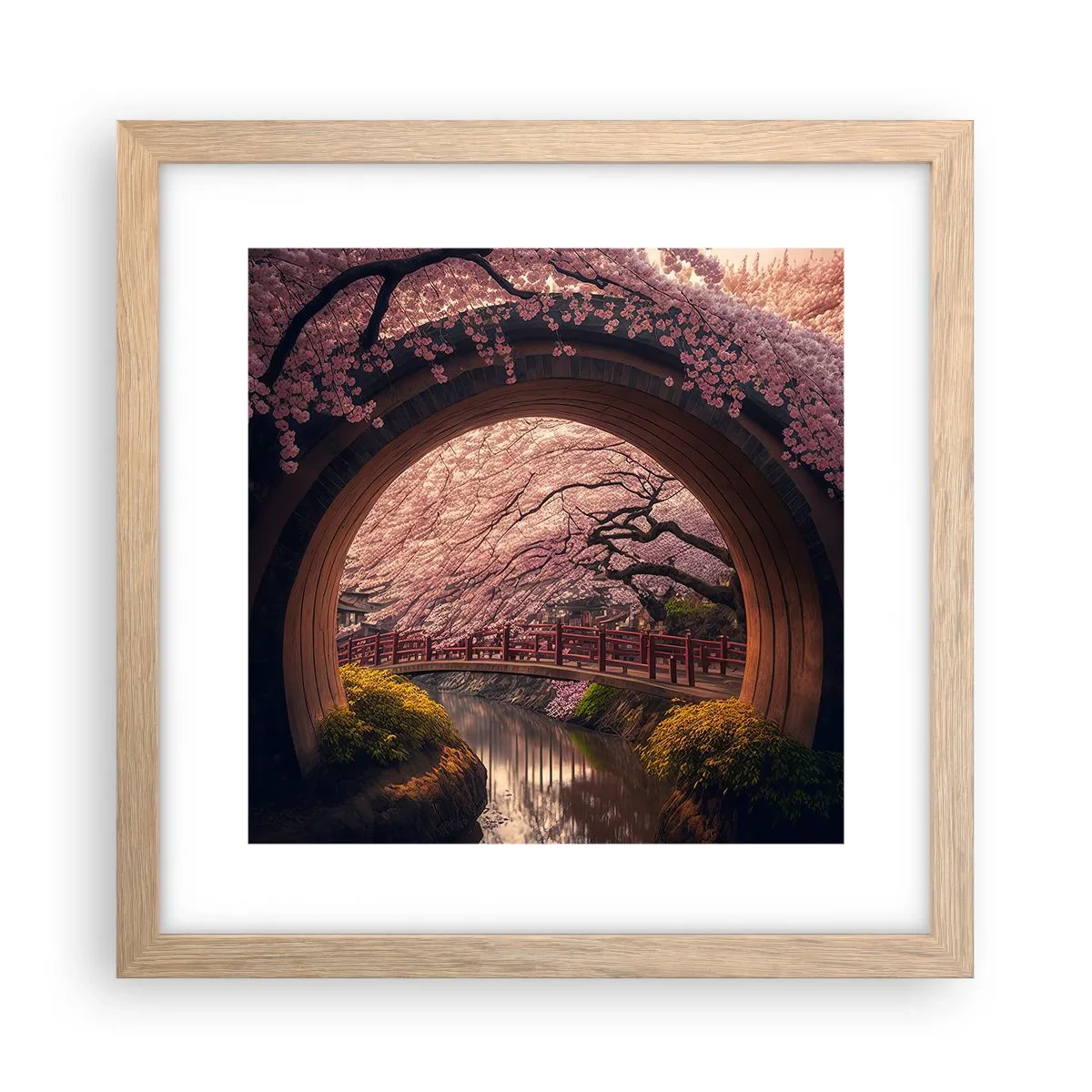 Affisch i ram av ljusek - Japansk vår - 30x30 cm