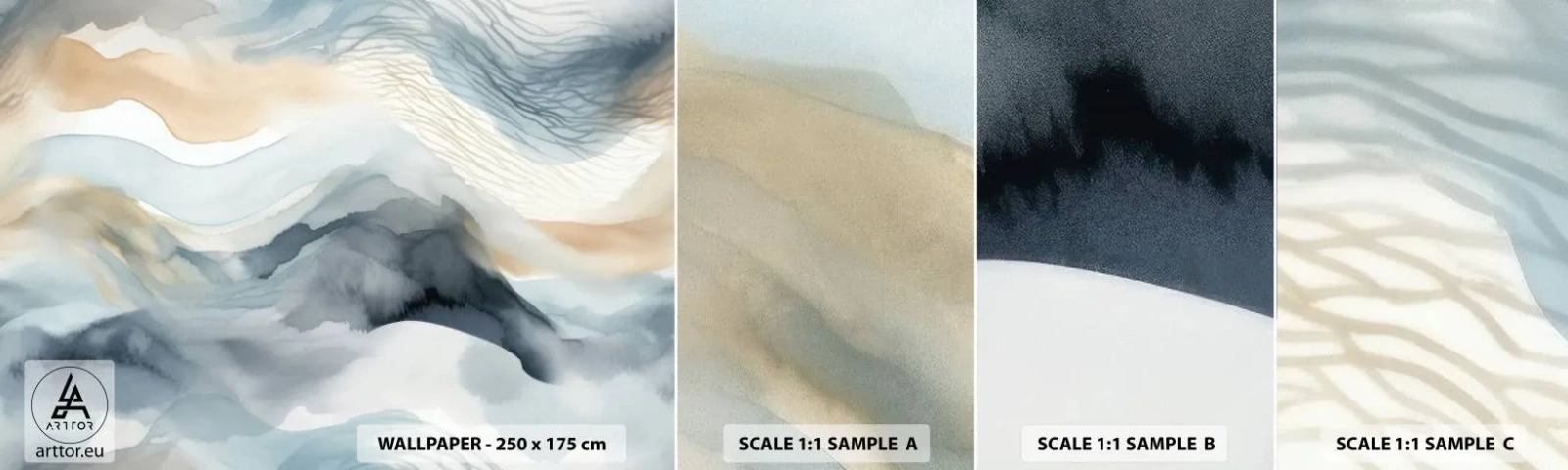 Fototapet Prov Standard Eco - Snöig och dimmig abstraktion - Bit, Vattenfärg, Minimalism - 100x30 cm