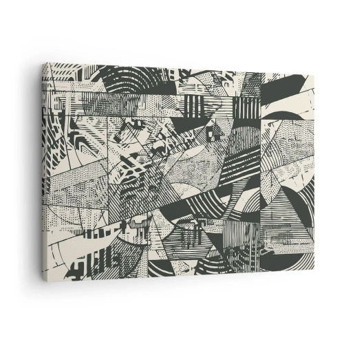Canvastavla - Bild på duk - Geometriska abstrakta mönster i nyanser av grönt på en ljus bakgrund - 70x50cm - Nutidens dynamik - Modern väggdekoration för vardagsrum och sovrum ARTTOR