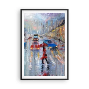 Affisch i svart ram - Regnig eftermiddag i staden - 61x91 cm
