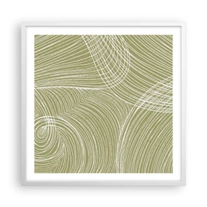 Affisch i vit ram - Intrikat abstraktion i vitt - 60x60 cm