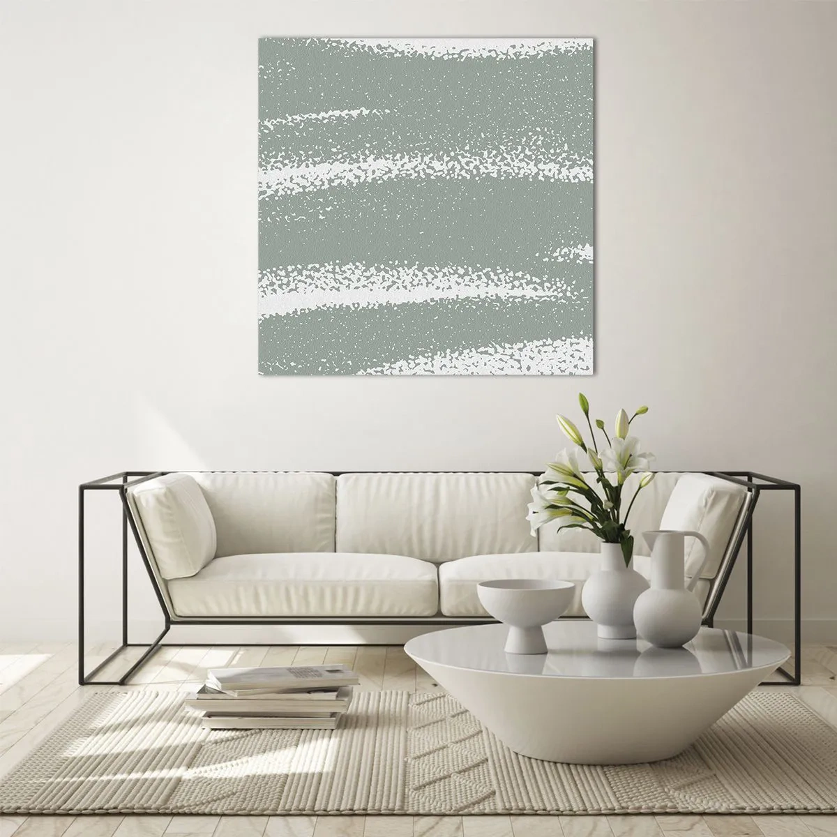 Glastavla - Bild på glas - Abstraktion i vinterstämning - 40x40 cm