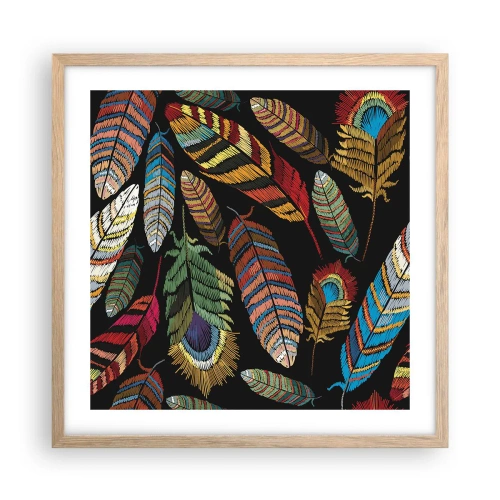 Affisch i ram av ljusek - Fågelkarneval - 50x50 cm