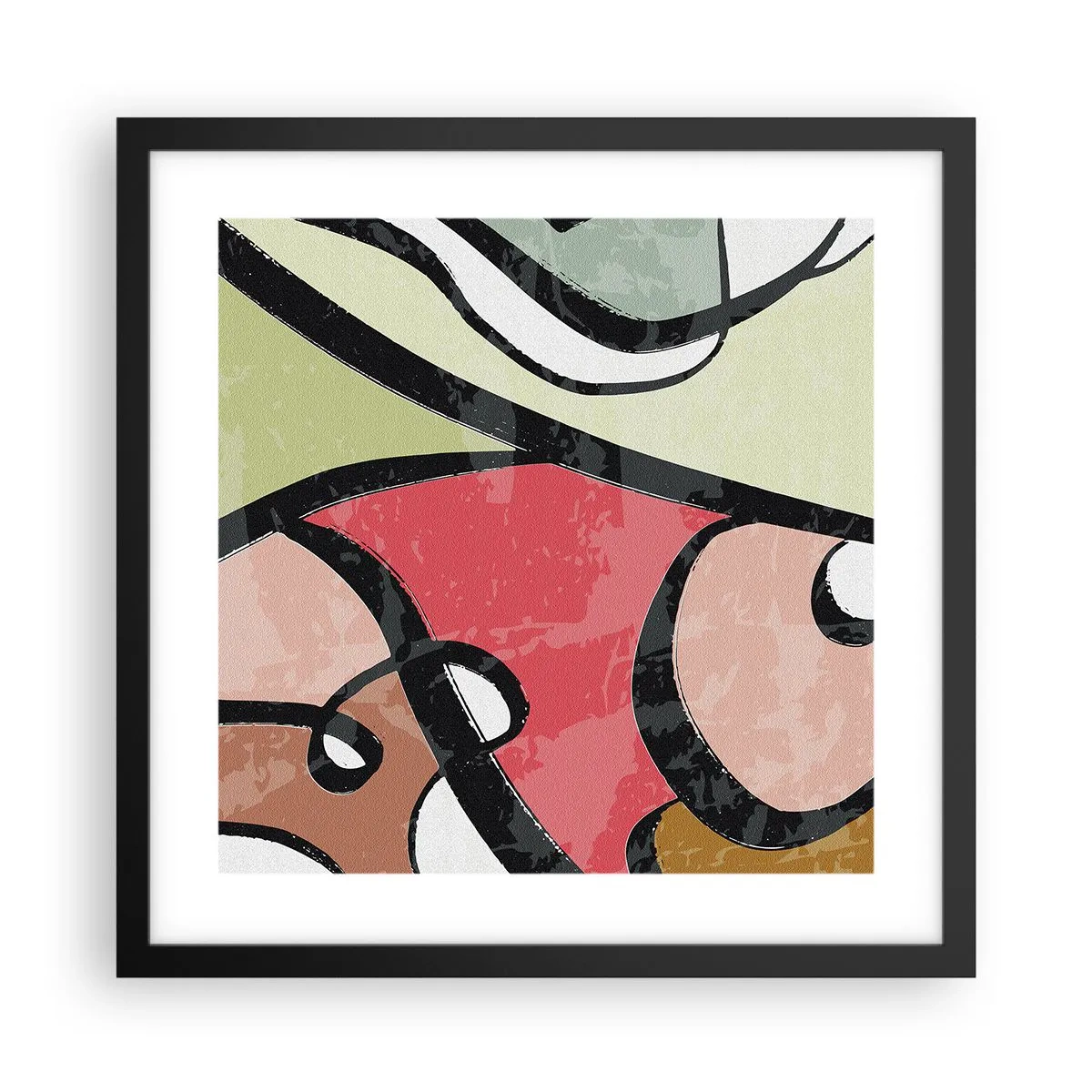 Affisch i svart ram - Pirouetter bland färger - 40x40 cm