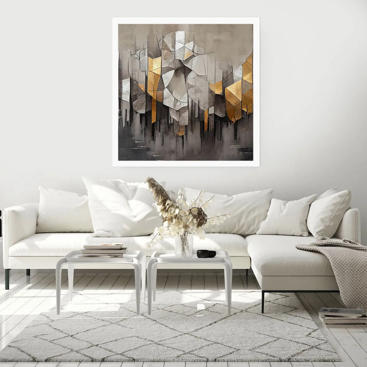 Affisch - Komposition av is och ljus - 40x40 cm