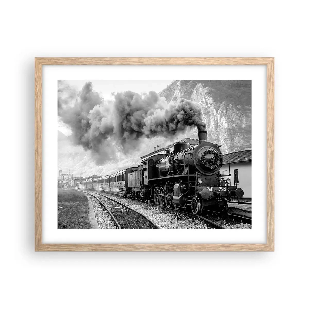 Affisch i ram av ljusek - Det står ett lok på stationen... - 50x40 cm