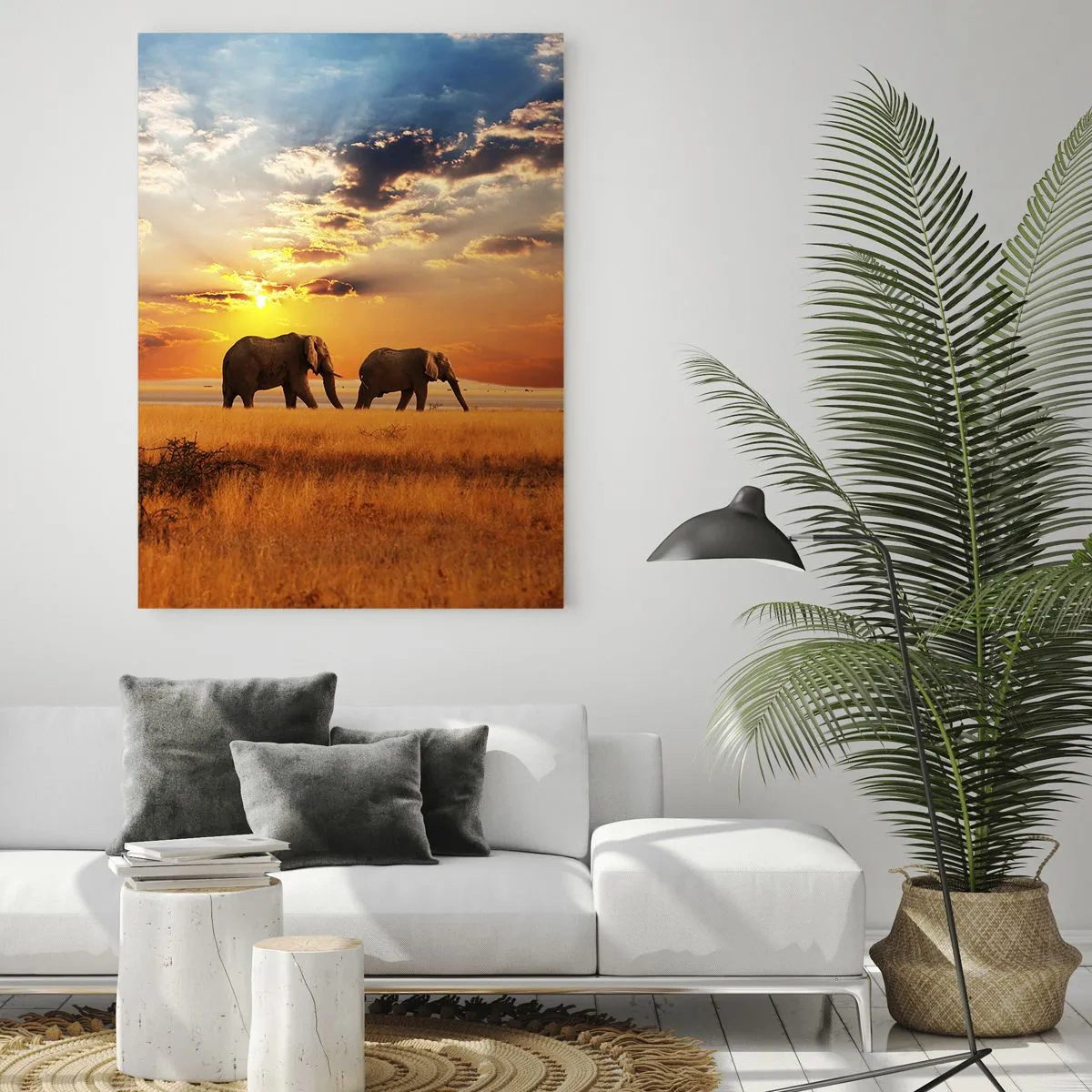 Glastavla - Bild på glas - Familjepromenad - 50x70 cm